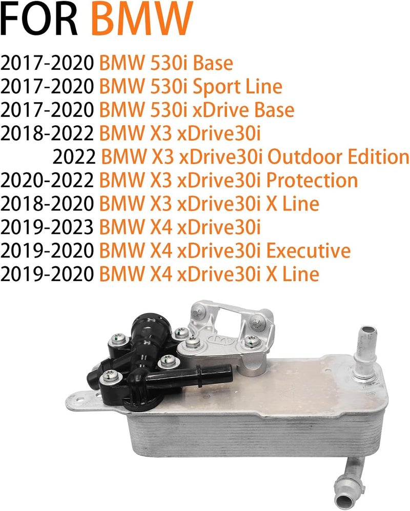 KEVCCE 17218514515 Engine Transmission Oil Cooler Compatible with BMW 530i 330e X3 X4 xDriver 430i 2.0L 2018-2023 - Image 2